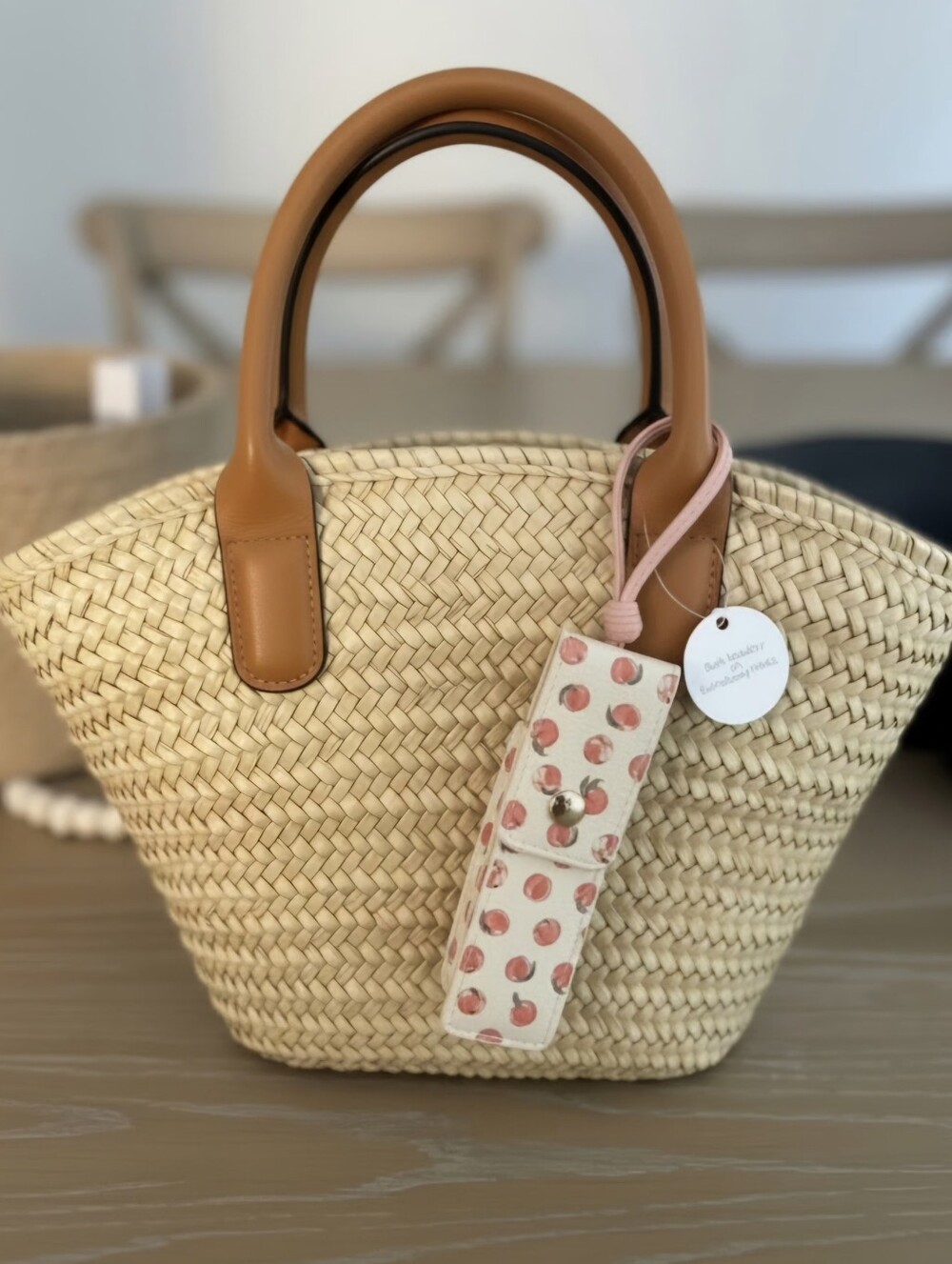 Vera Bradley Peach Print Lip Balm Case with Pink Strap